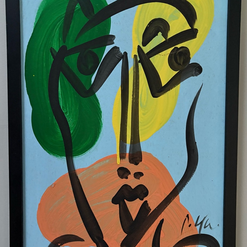 Abstract Face Art with Black Frame